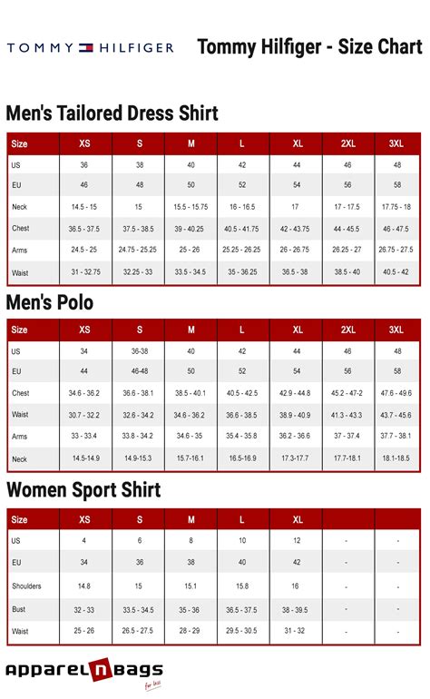 tommy hilfiger size chart women